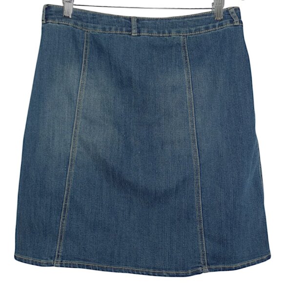 NWT Y2K Retro Blue Denim Jean Mini Skirt NWT Button Front Casual Western Size 10 - Picture 2 of 5